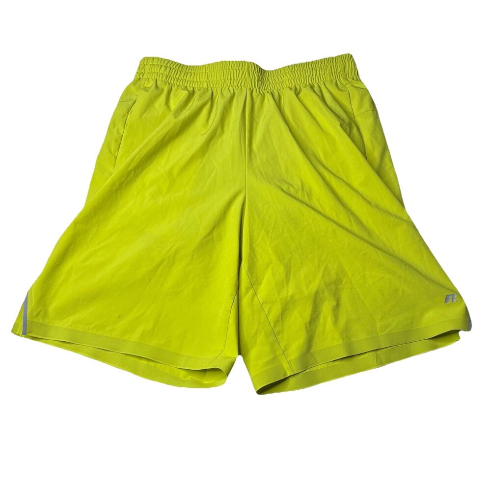 Russell Athletic Regular Fit 8" Inseam Short Large Neon Lime Yellow Size Medium